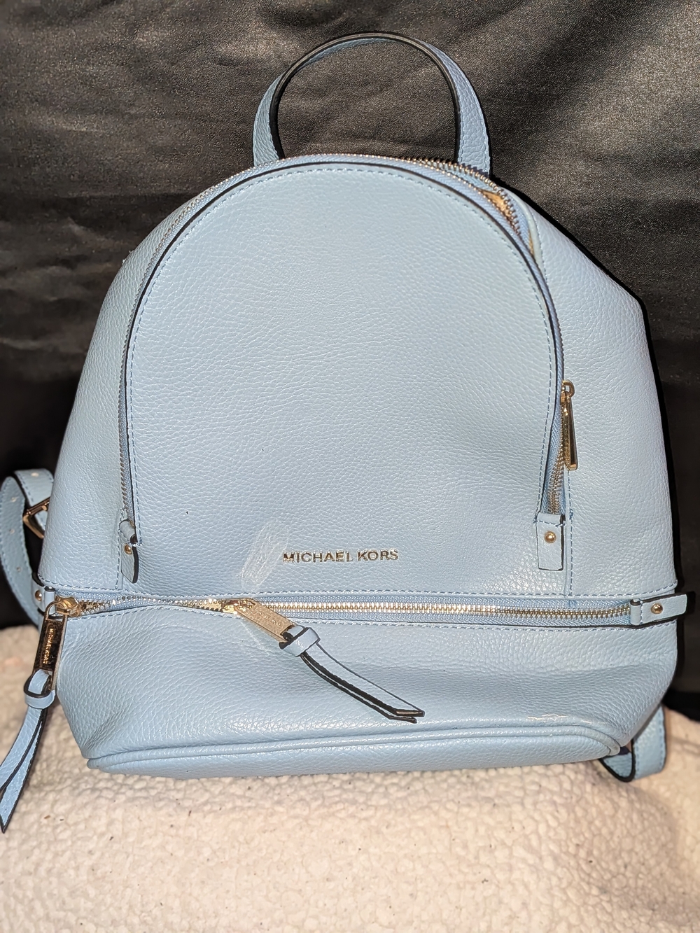 Michael Kors Light Blue Pebbled Leather Backpack